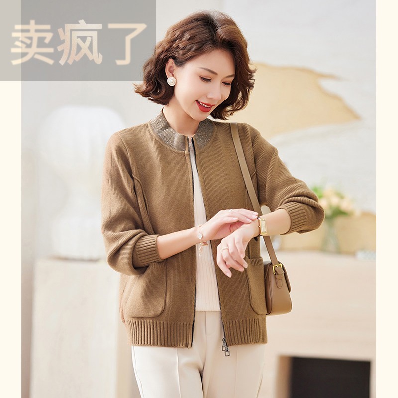 中年妈妈春装针织开 衫外套2025新款洋派质中老年女装贵夫人上衣图片