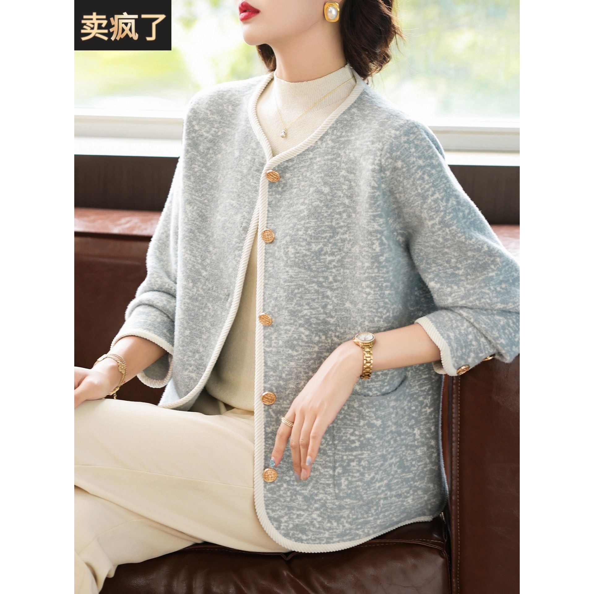 妈妈洋气高贵短款外套中年女装秋装35岁45褂子中老年春秋时尚上衣