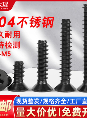 304黑色不锈钢十字平头KB自攻螺丝钉沉头平尾小螺钉M1M1.2M1.7-M5