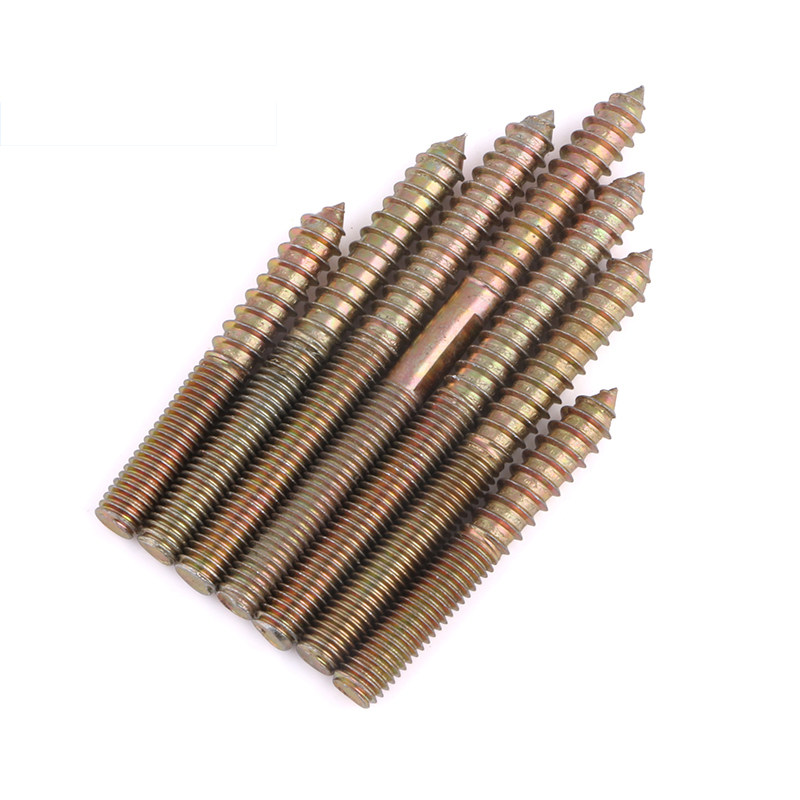 镀彩锌尖尾双头牙自攻螺丝家具连接件加长罗丝木工镙丝m6 m8