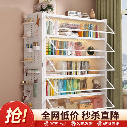 钢制书柜带门儿童书架落地防尘储物柜一体式钢制办公文件柜置物架