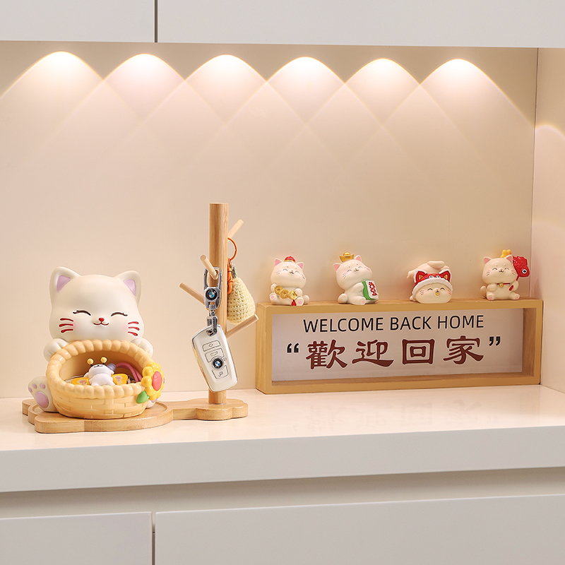 可爱招财猫钥匙收纳摆件