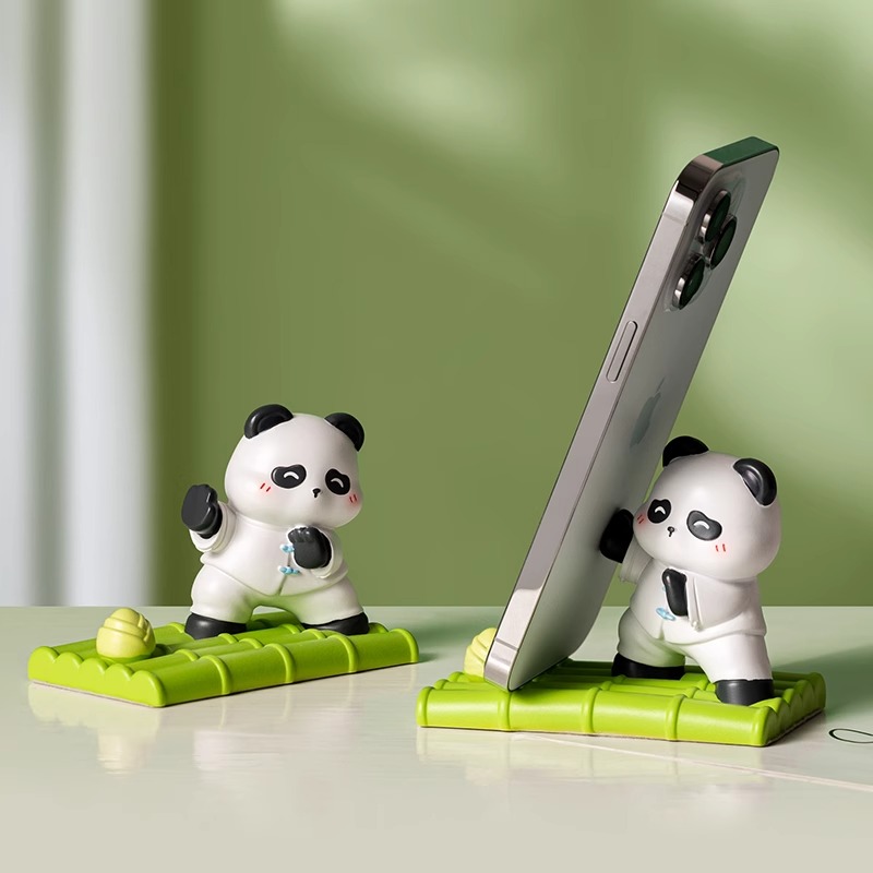 创意熊猫手机支架情绪稳定小摆件
