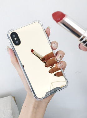镜面适用苹果17pro/16手机壳iphone13/14四角防摔15补妆镜子11网红8plus女款苹果xsmax潮牌7硅胶se2软壳x全包