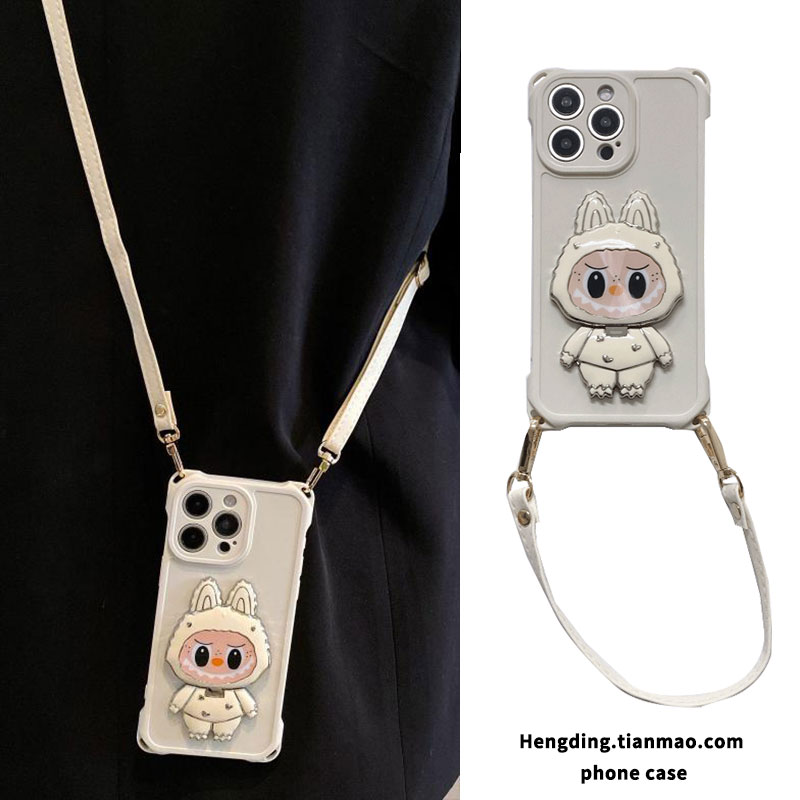 怪兽补妆镜子支架适用iQOONEO9手机壳iQOO12四角可挂iqooz8x手拎绳neo8/7防摔z9x斜挎neo6/5/3背带挂脖z7i