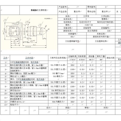 机械工艺卡片及夹具设计说明书