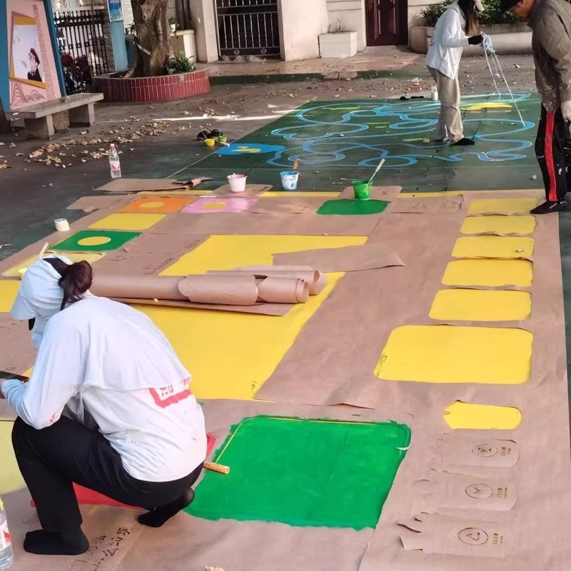 地面游戏彩绘镂空模板喷漆校园立定跳远丢沙包跳格子模具定制制作