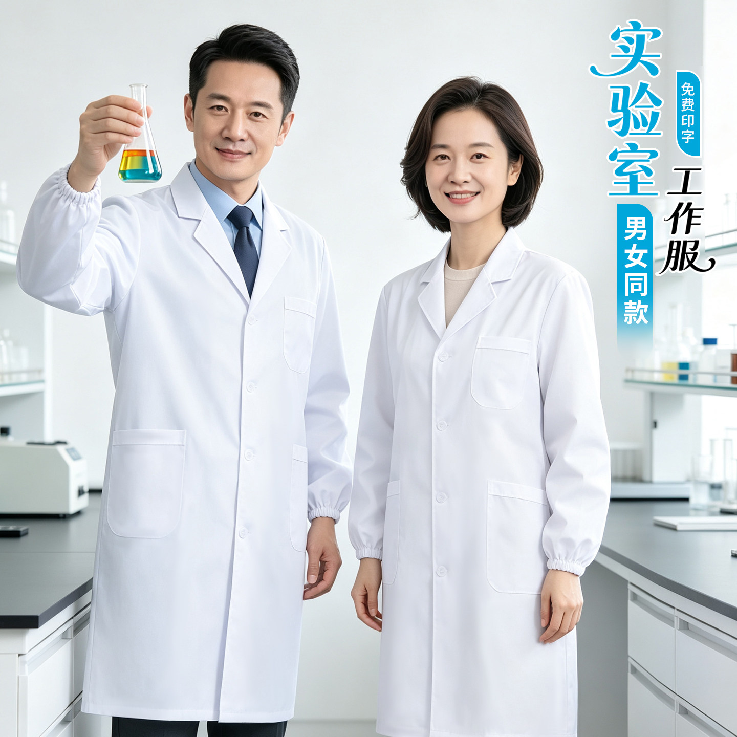 大学生男女通用实验室工作隔离衣图片