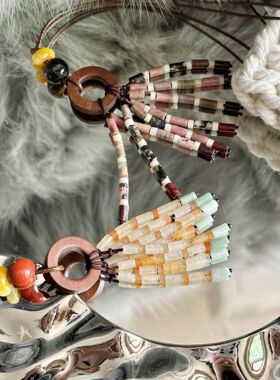 【欧阳娜娜同款】串珠流苏牛皮绳长项链民族风百搭配饰女夏季