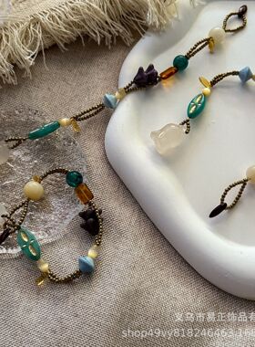 铃兰花玉髓复古花卉感原创手作小众手链复古手串