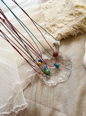 彩色多巴胺陶瓷玻璃珠可调节基础百搭手工编绳长链叠戴手链