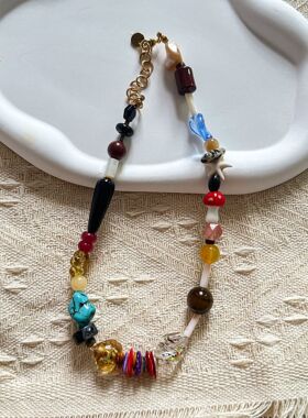 快乐万花筒项链多元素混搭复古彩色多巴胺手工制作锁骨链