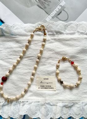 法式高级复古感项链个性配色独特设计钛钢不掉色