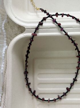 天然红色石榴石毛衣链项链配饰女高端轻奢小众高级感复古叠戴颈链