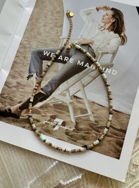 新款【火山漫步】天然玉石潮流串珠颈链民族风气质百搭小众锁骨链