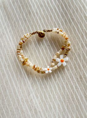 小雏菊天然贝壳 南法六角星天然马蹄贝双链原创小众手链