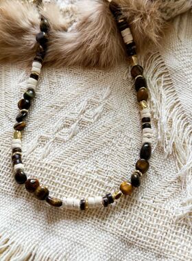 悠然假日虎眼石项链男女个性百搭潮流天然石项链锁骨链饰品