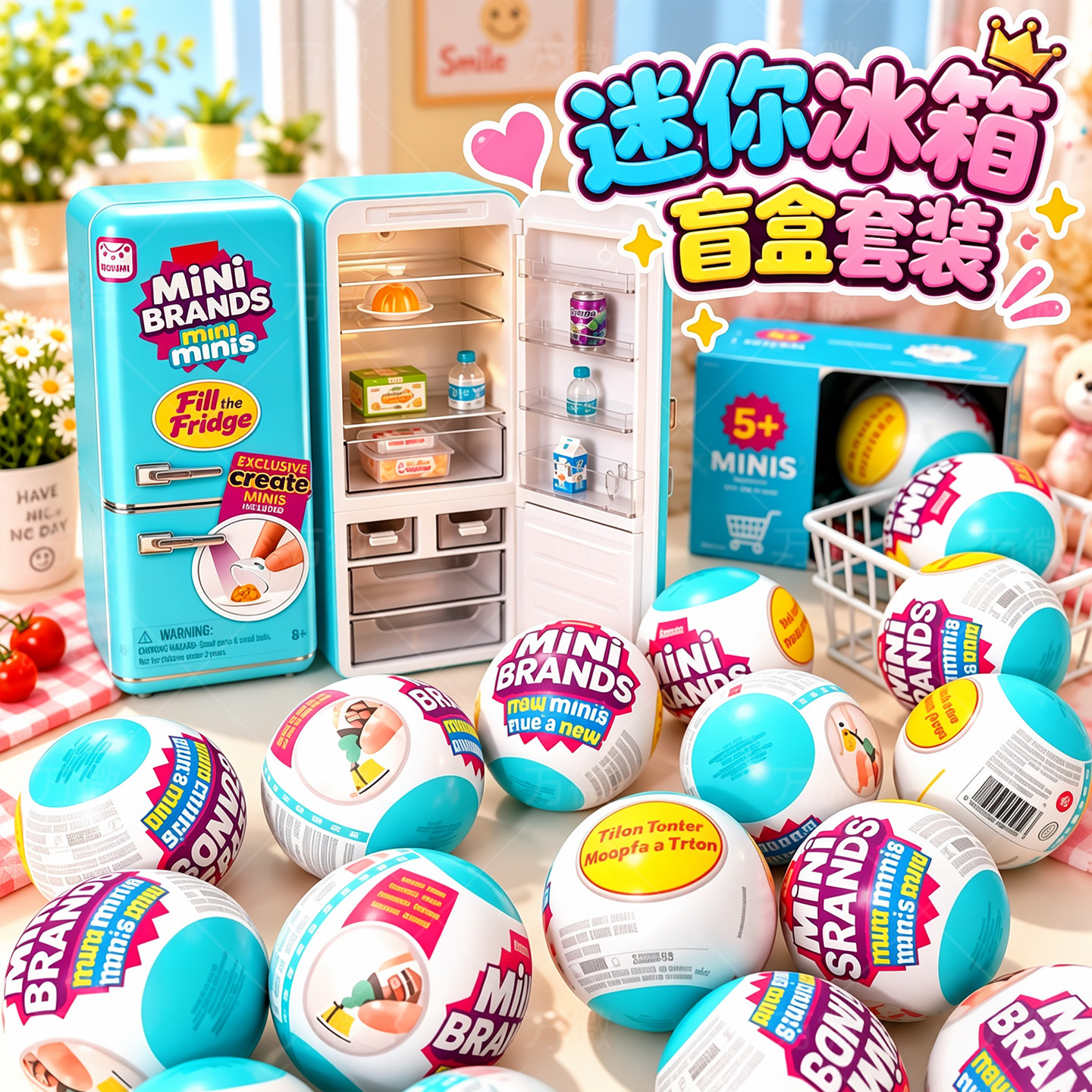 仿真食玩迷你冰箱玩具正版美食盲盒套装儿童益智创意微缩模型摆件
