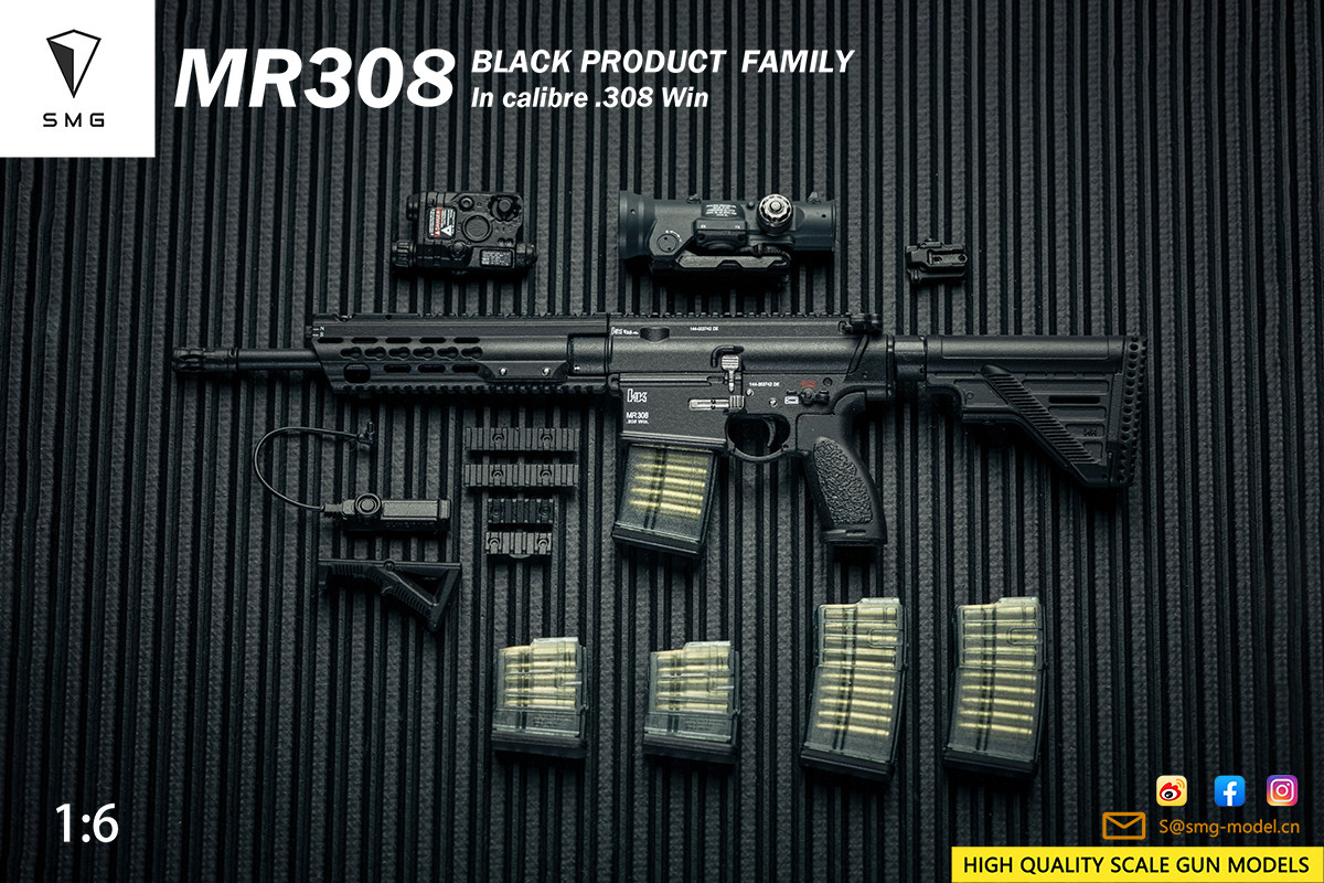 SMG  1/6比例全黑色系列版本武器模型 MR308A3 13英寸 已售罄