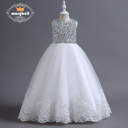 2024年新款儿童礼服亮片公主蓬蓬裙生日高档连衣裙走秀钢琴表演裙