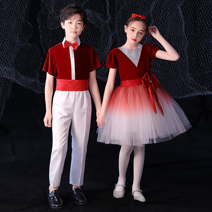 儿童合唱演出夏日运动会班服小学生朗诵表演礼服幼儿园毕业照服装