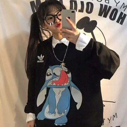 绒莉姿新款卫衣男女同款韩版宽松落肩ins慵懒风上衣情侣装大码潮