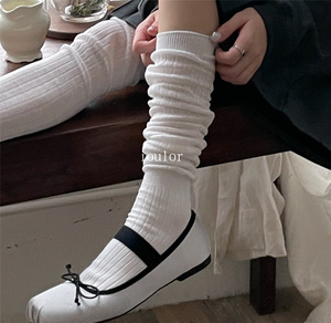 miu风褶皱薄款堆堆袜叠穿韩国老板娘ins网红同款中筒袜过膝袜女