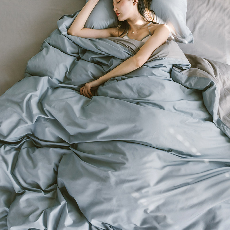 宿舍定制简约纯色全棉四件套纯棉被套床单人床上用品三件套大学生
