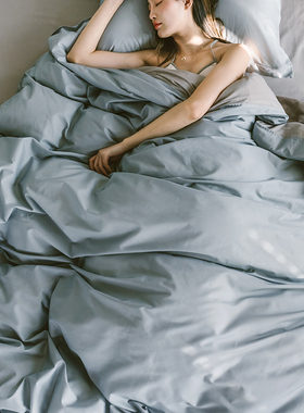 宿舍定制简约纯色全棉四件套纯棉被套床单人床上用品三件套大学生