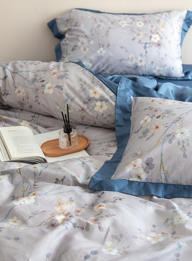 PME美式田园60支长绒棉四件套全棉被套贡缎纯棉床单床上用品酒店