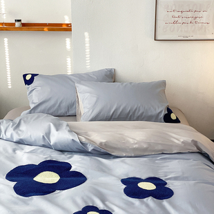 轻奢毛巾绣100S新疆长绒棉贡缎纯棉四件套全棉被套床单五星酒店