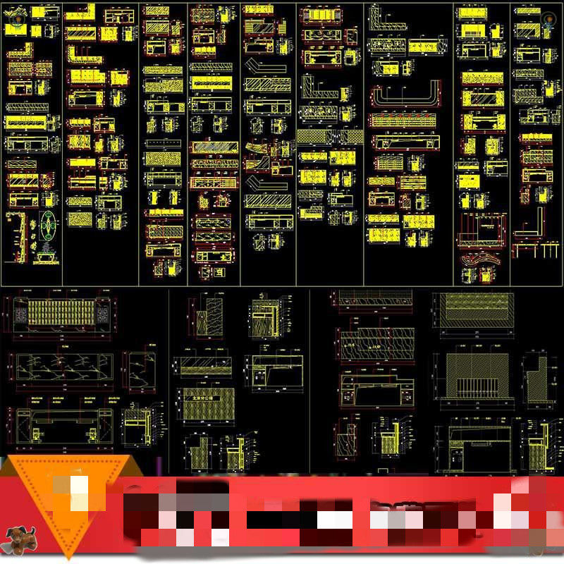 吧台前台接待台服务台迎宾台办公桌cad施工图纸设计节点大样图