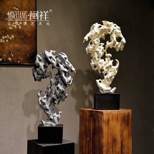 新中式树脂太湖石摆件家居软装客厅玄关酒柜酒店民宿工艺品装饰品