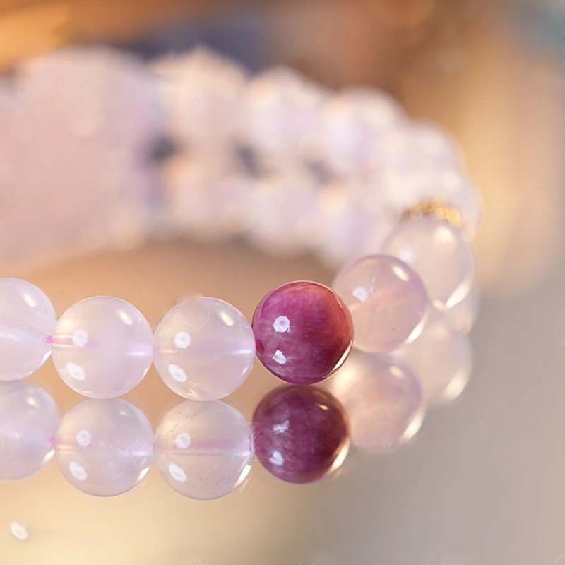 天然马达加斯加粉晶手链女芙蓉石马粉水晶貔貅手链招财招桃花手串