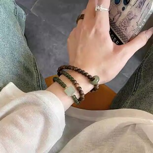 天然奇楠沉香手串搭和田碧玉手链晴水玉转运珠富贵显白佛珠念珠女