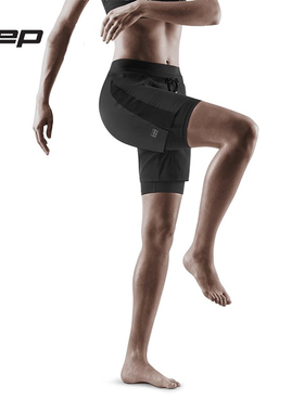 CEP 训练运动短裤女夏季二合一五分裤速干健身裤跑步裤黑色短裤薄