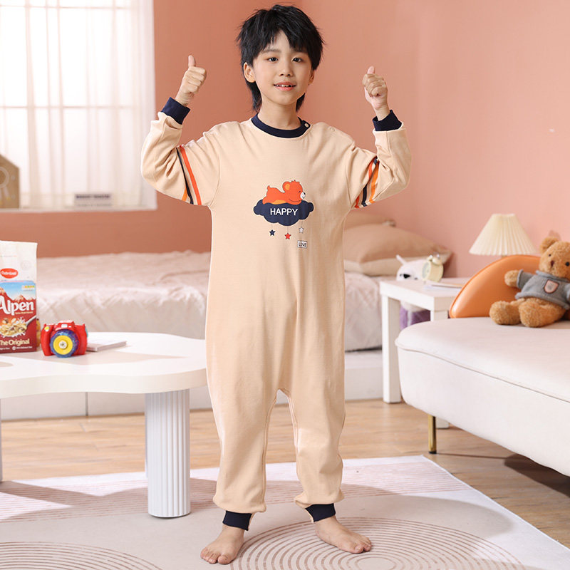 2026新款儿童连体睡衣男童男孩中大童春秋纯棉女童防着凉睡袋秋冬
