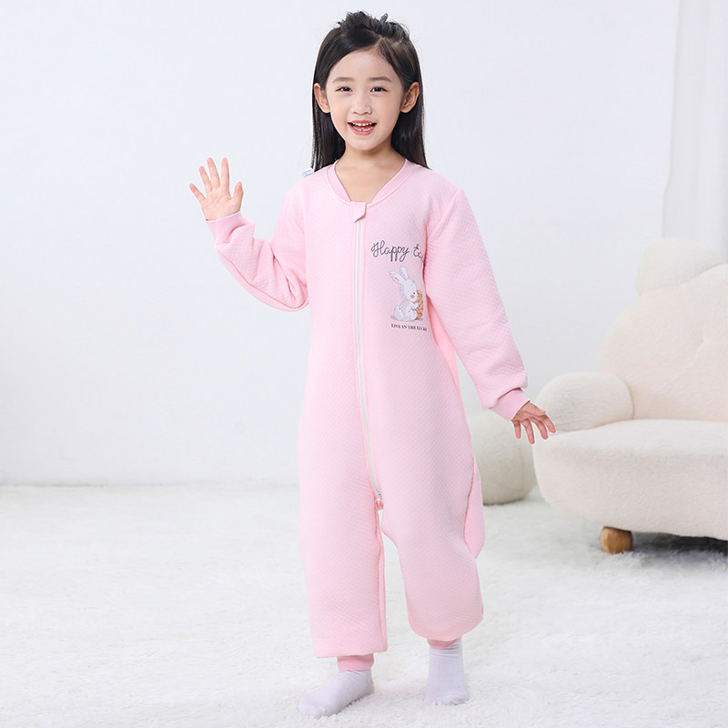 儿童连体衣秋冬加厚款睡袋冬纯棉男童恐龙连身睡衣女童中大童冬季