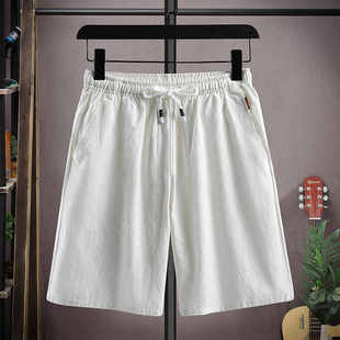 网红ins超火棉麻绣花情侣五分裤 薄款 男夏季 国潮天气刺绣亚麻短裤