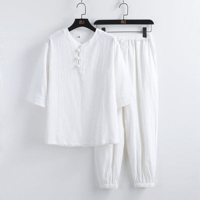 养生会所工作服足浴技师服足疗馆中式按摩店理疗师短袖长裤套装男
