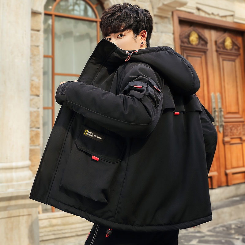 工装棉服男韩版潮流冬季2019新款学生连帽宽松大码加厚短款外套潮