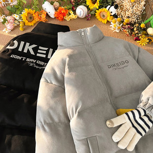 麂皮绒棉服男款冬季大码美式羽绒面包服棉袄男士冬装加厚棉衣外套