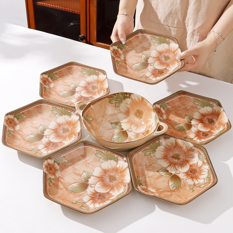 9.9两只盘子菜盘家用2025新款拼盘餐具套装釉下彩餐盘高级感碟子