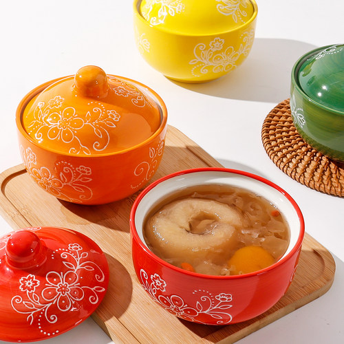 炖盅家用陶瓷瓦罐汤盅隔水炖带盖2025新款高颜值一人份汤罐蒸盅