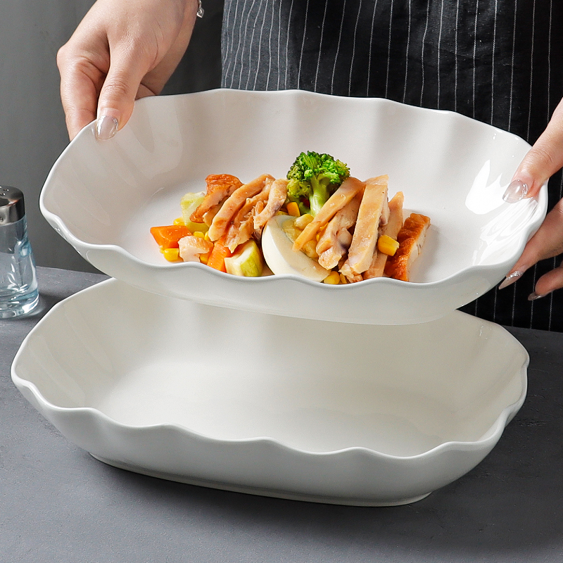 陶瓷鱼盘家用2025新款蒸鱼专用盘子高级感大号长方形纯白鱼碟