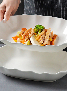 陶瓷鱼盘家用2026新款蒸鱼专用盘子高级感大号长方形纯白鱼碟