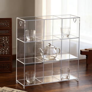 亚克力定制方格柜透明茶具博古架手办展示架多宝格抽屉橱柜陈列格