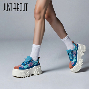 小个子增高不累脚单鞋 just 小蓝鞋 运动休闲鞋 ins about厚底松糕鞋