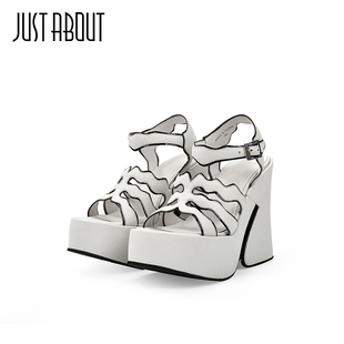 about2025夏新款 小个子露趾鞋 厚底增高跟鞋 粗跟凉鞋 女时装 just