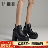 about秋季 超高跟厚底粗跟高跟靴个性 小皮鞋 just 女增高显瘦时装 靴